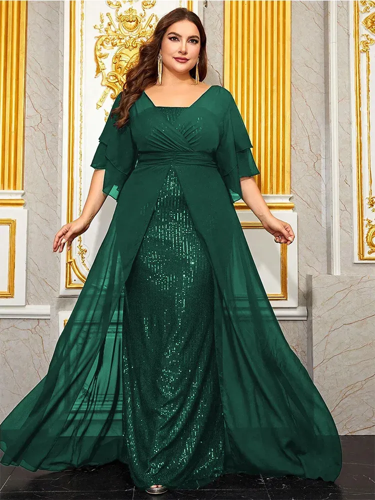 DHgate Shimmering Sequined V Neck Short Sleeve Maxi Dress Perfect for Formal Occasions Apparel