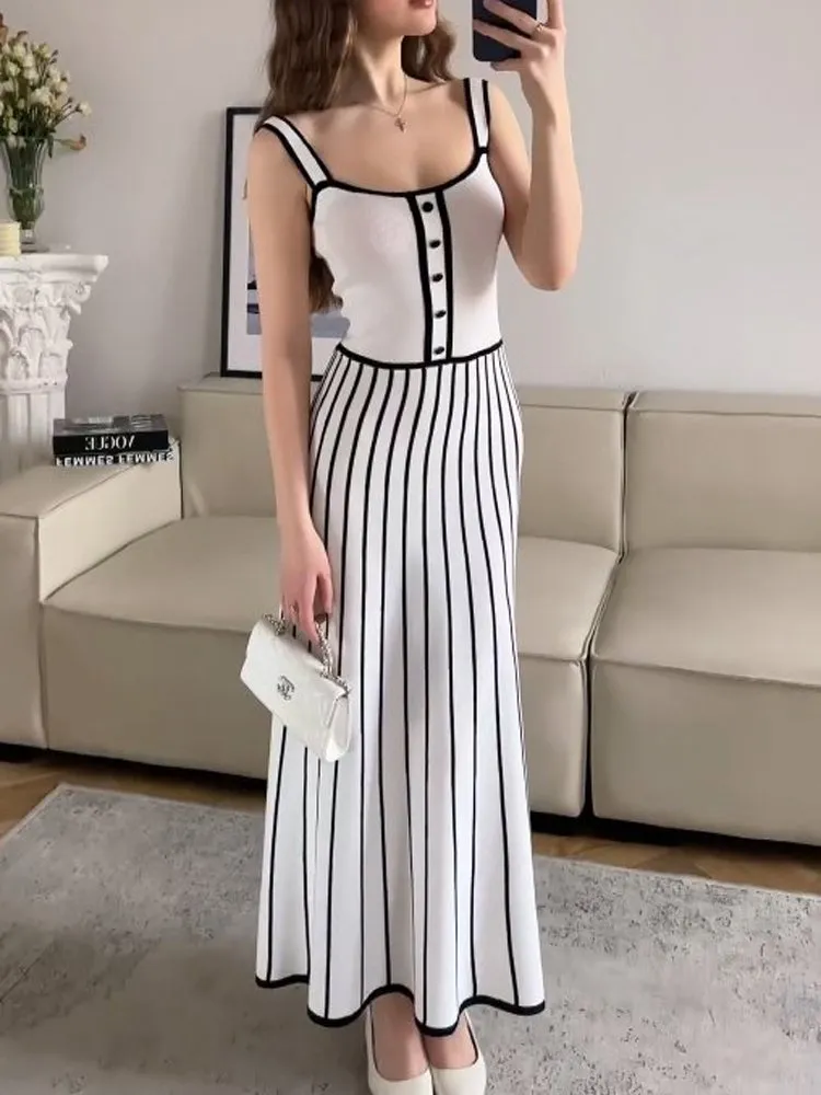 DHgate.com:Tossy Womens Striped Knit Maxi Dress: Contrasting