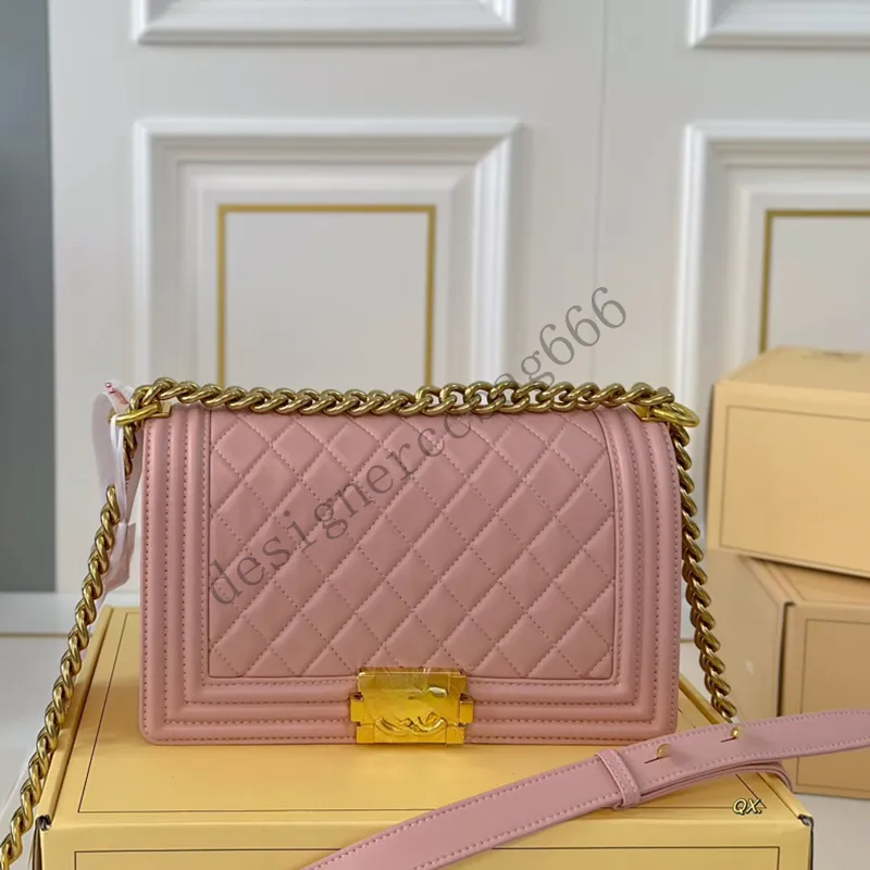 Boy Designer Womens Shoulder Bag Pearl Leather Diamond Check Gold Hardware Metal Buckle Luxury Handbag Adjustable Shoulder Crossbody Bag Makeup Bags
