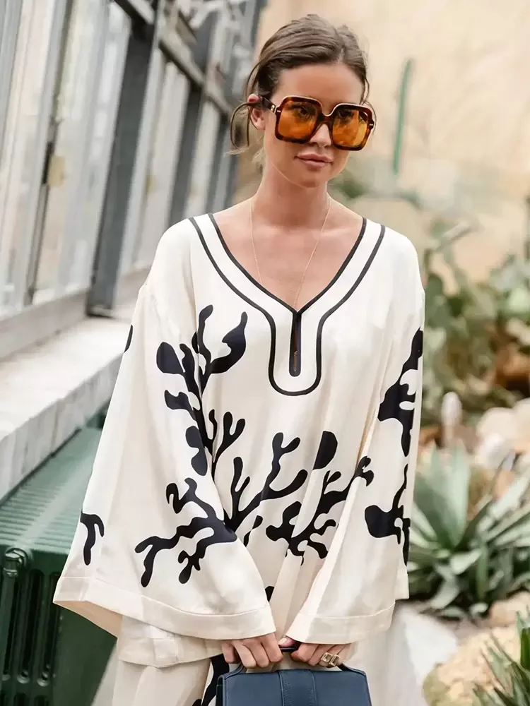Loose Print Beach Dress Women Summer Ankle-Length Flare Sleeve Side Split Casual  Holiday Dress from Dhgate Basic & Casual Dresses - price 61.19