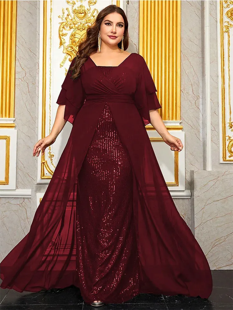 green emerald velvet dress Ever-Pretty Shiny 3/4 Sleeves Sequin Bodice Maxi Evening Dress