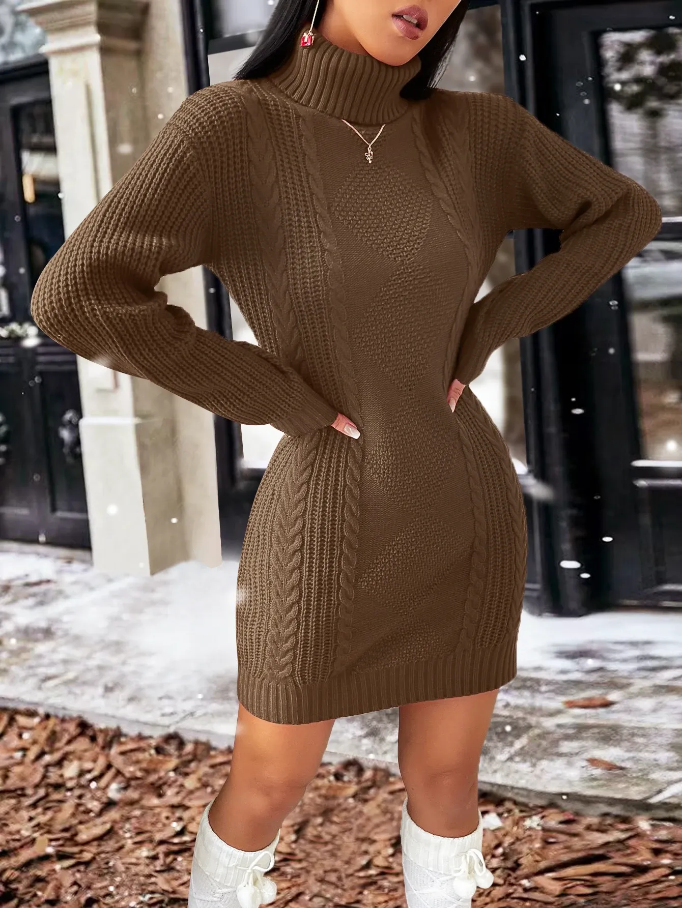 princess polly baby blue dress Cute Brown Sweater Dresses for Women