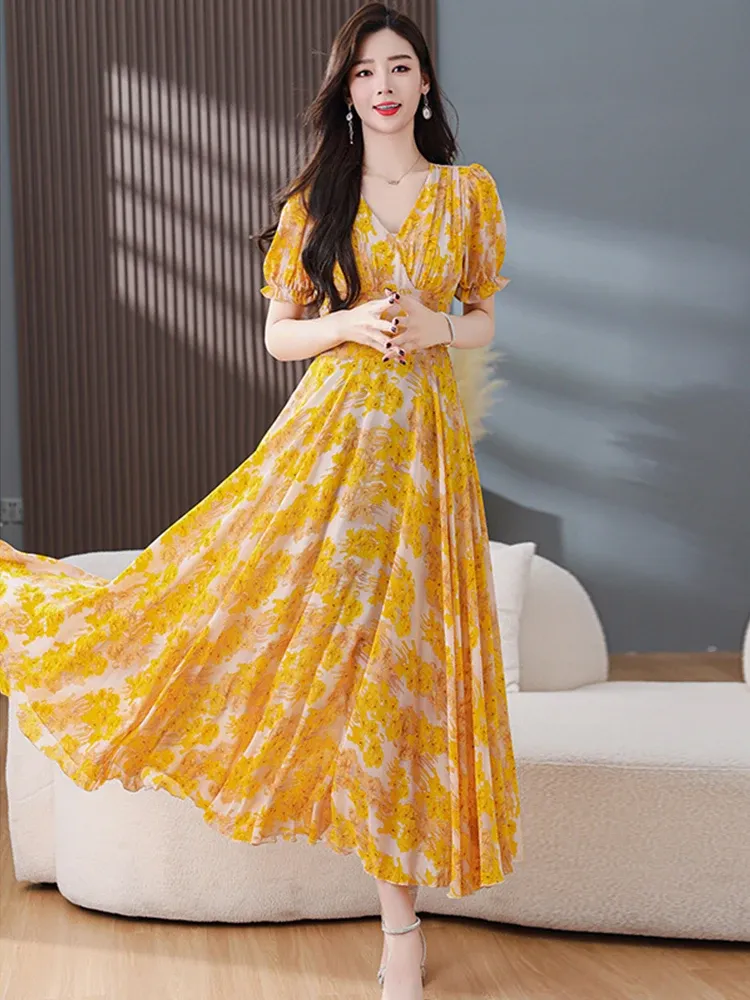 sachin and babi light blue dress Windflower - Short-Sleeve Floral Print Chiffon Dress main image 0