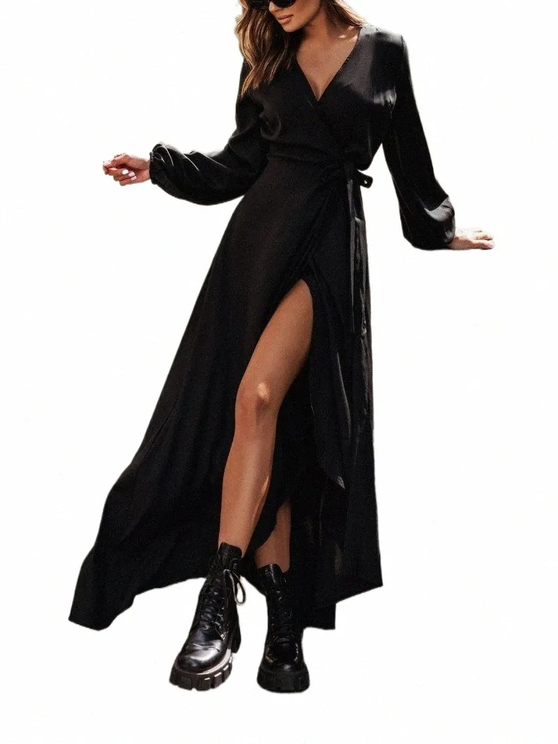 DHgate.com:Womens Cozy Autumn Winter Solid Maxi Dress: V