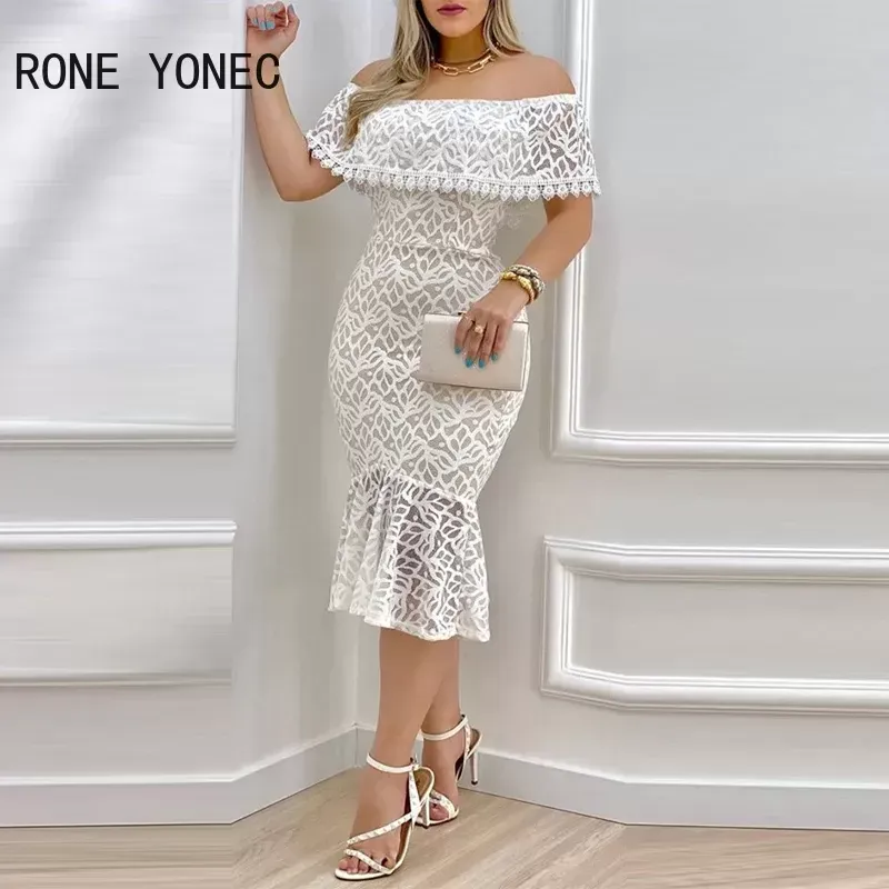 Women Solid Chic Off Shoulder Ruffle Hem Lace Hem Chiffon Dress Mid-Calf  Length Hooded Collar Short Sleeve from Dhgate Urban Sexy Dresses