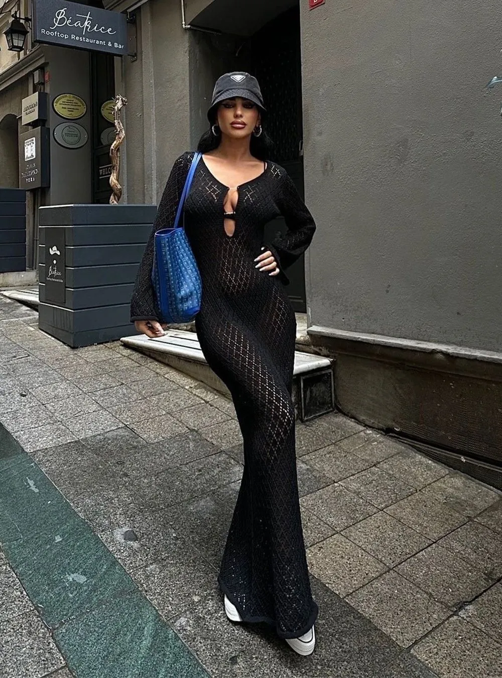 how to wear a see-through crochet dress Hand Crocheted Sheer and Layered Party Dress
