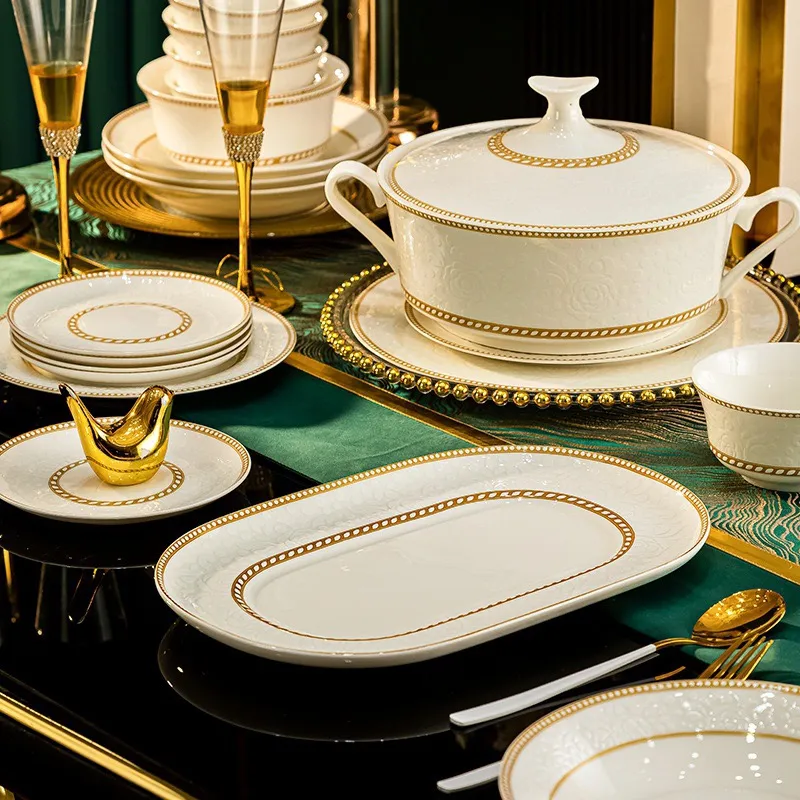Bone China Tableware Set Jingdezhen Ceramic Dish Combination for