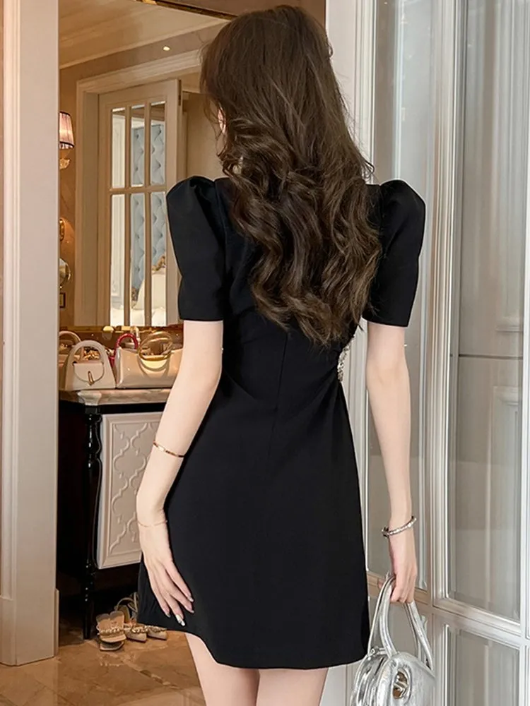 DHgate.com:Elegant Womens Short Party Dress - Black Shiny