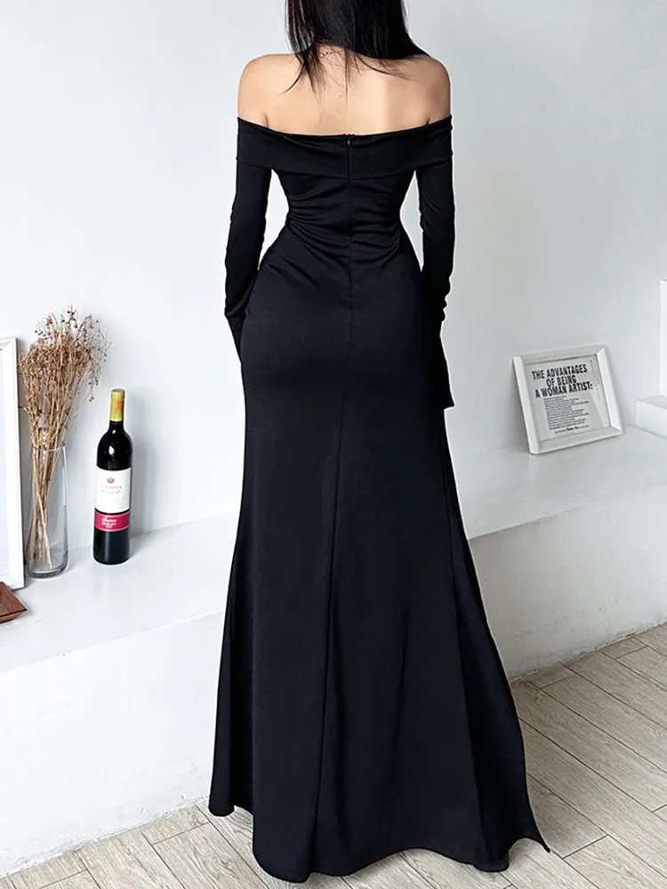 Holiday Elegant Long Sleeve V Neck Slim Solid Maxi Dress for Women 2024  Autumn Winter from Dhgate Basic & Casual Dresses - price 37.27