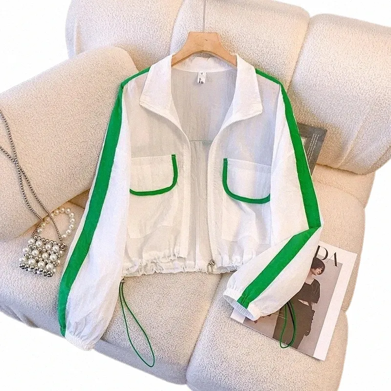 Womens Stand-Up Collar Tide Sunscreen Jacket-Short Coat for Anti