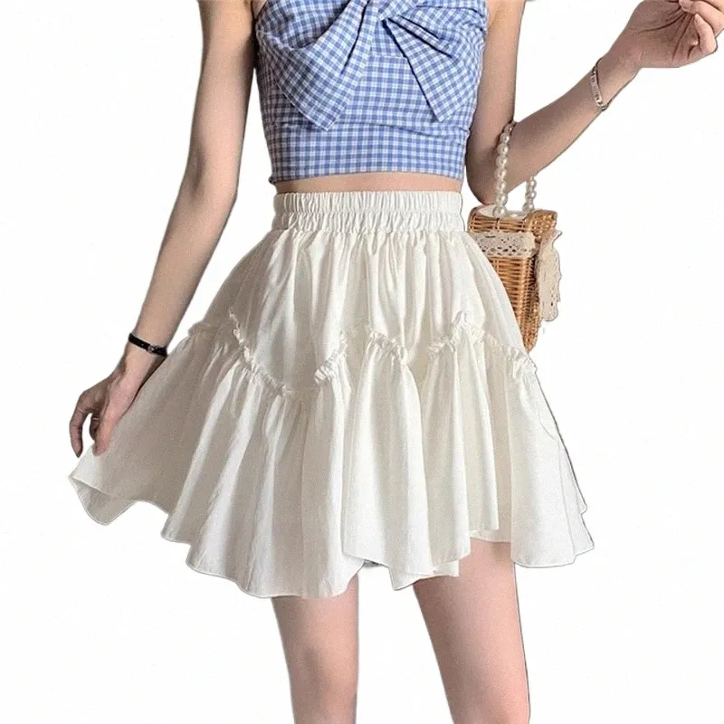 High-Waisted White Mini Skirt: Pleated Y2K A-Line Skirts for Women
