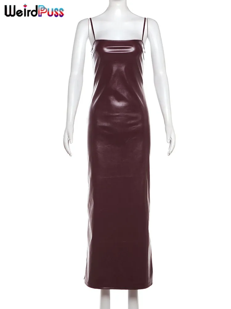 Leather Splits Dress Women Summer Solid Spaghetti-Strap Skinny Party  Clubwear from Dhgate Urban Sexy Dresses - price 32.76