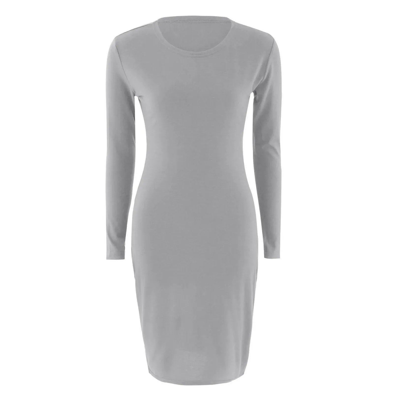 grey cotton bodycon dress Womens Sexy Summer Dresses Sleeveless Round Neck Thigh-high Slit Ruched Bodycon Maxi Club Cocktail Party Dress Khaki / S main image 0