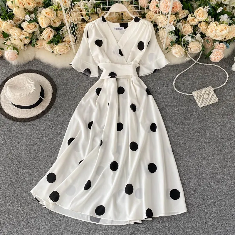 DHgate.com:Polka Dot Print Dress: Elegant Vintage Bandage