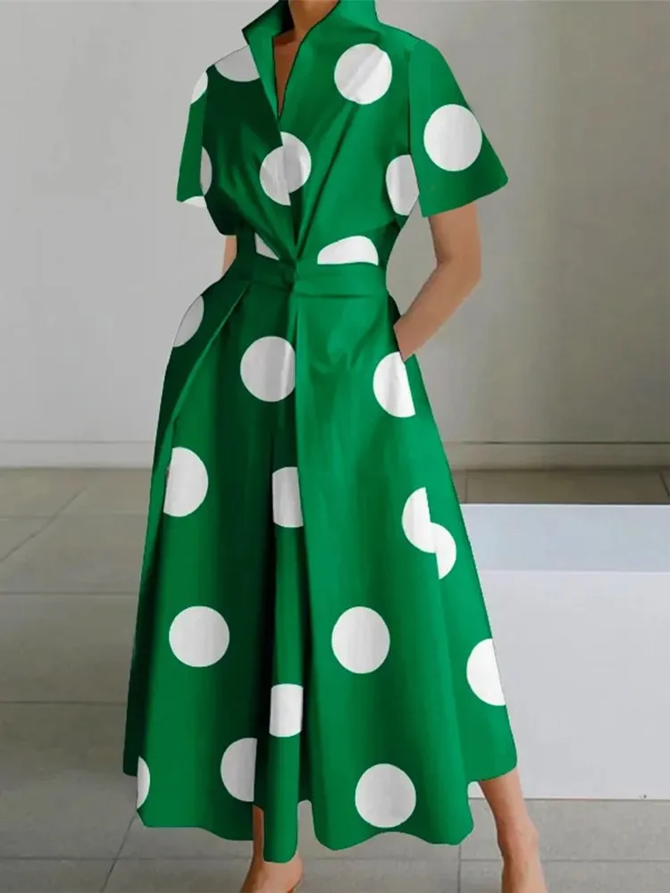 Casual Geometric Print Bandage Turndown Collar A Line Dresses Casual Geometric Print Bandage Turndown Collar A Line Dresses