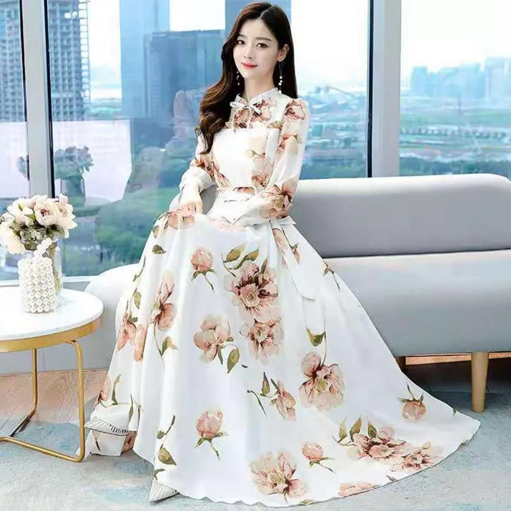 Women Maxi Dress Loose Hem Tight Waist Floral Print Lace-Up Hooded Short  Sleeve A-line Floor-Length Polyester Summer from Dhgate Basic & Casual  Dresses - price 29.37