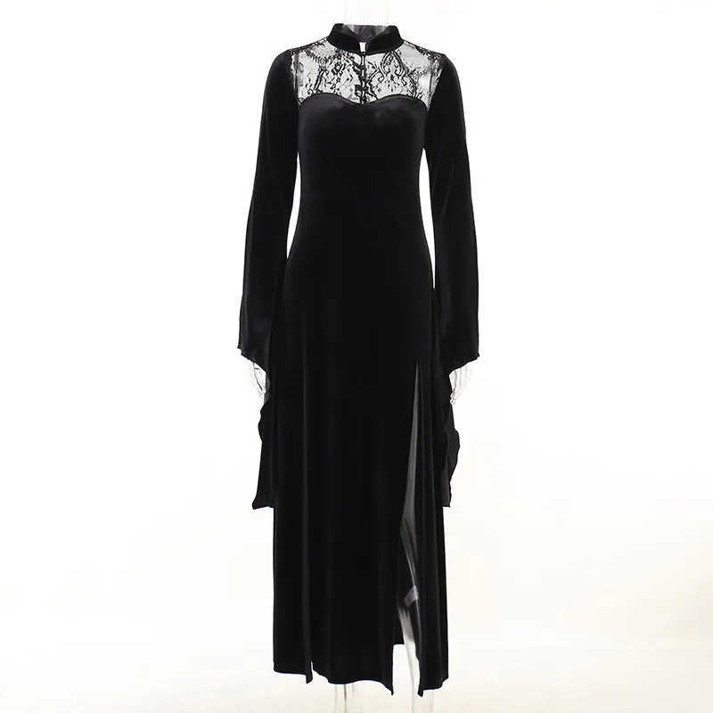 black lace up backless dress Cora Backless Maxi Dress