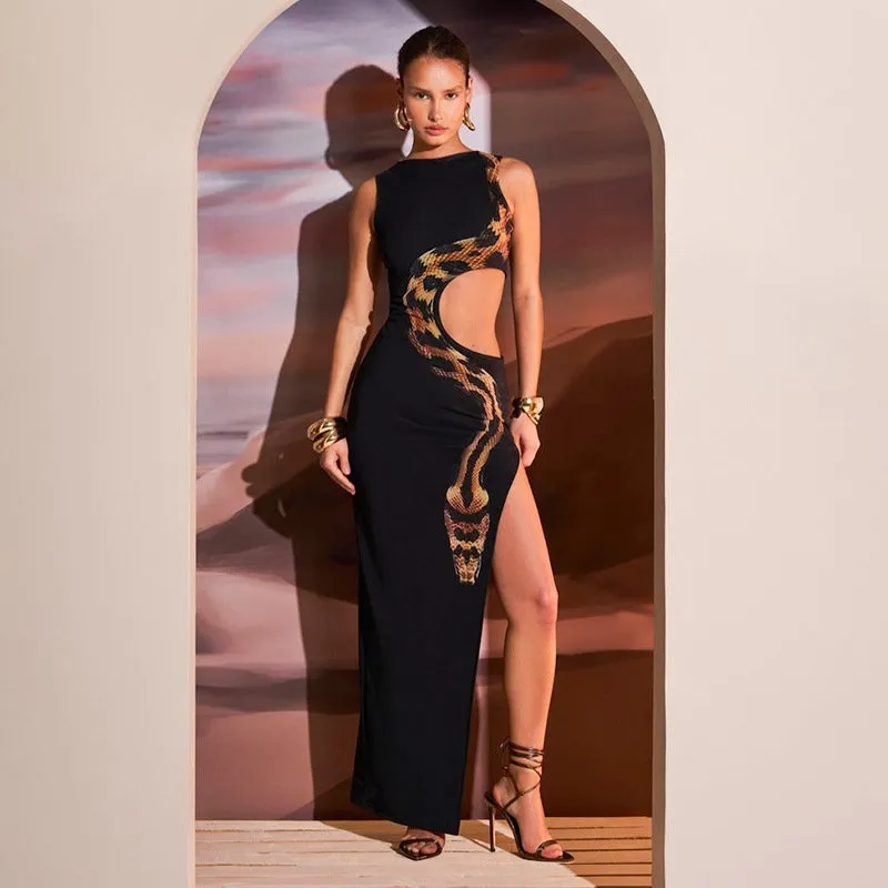 Black Snake Print Slim Cut-Out Dress for Women Summer Club Party Split  Sleeve Large Size from Dhgate Urban Sexy Dresses - price 26.2