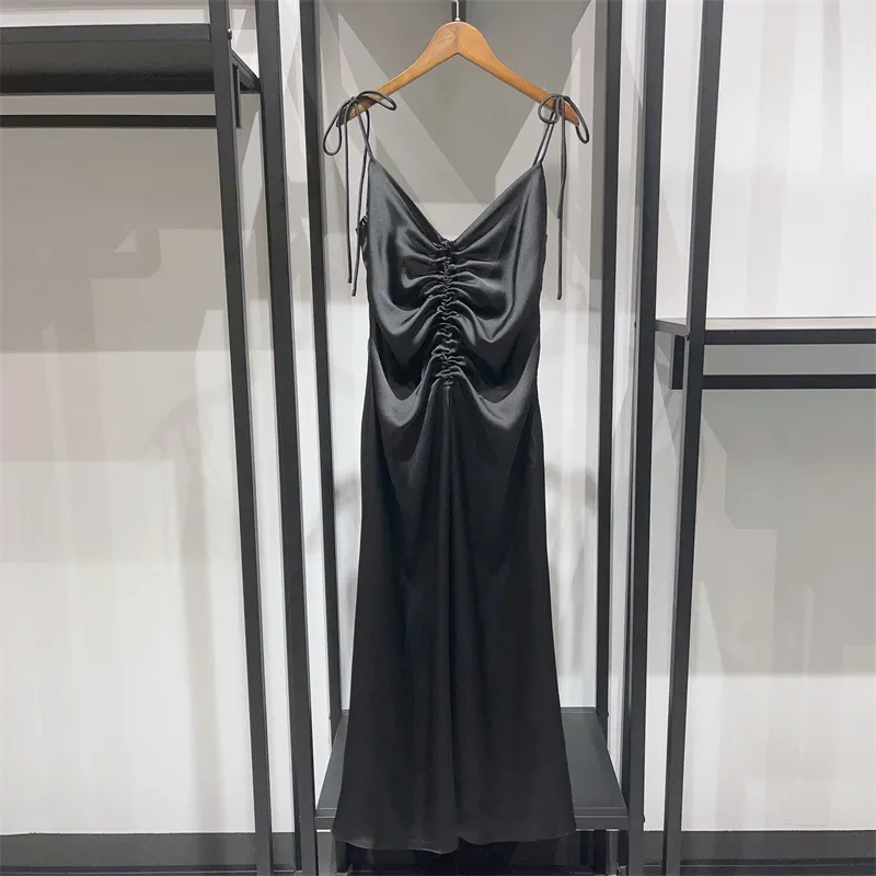 Pleated Slip Dress with Tie Front Backless Off-Shoulder Collar Empire Waist  Midi Dress for Women from Dhgate Basic & Casual Dresses - price 71.26