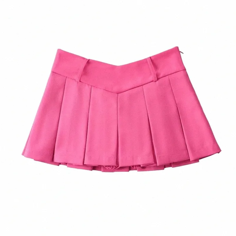 Pink Mini Pleated Skirts: Trendy Low Drop Waist Culottes for Summer