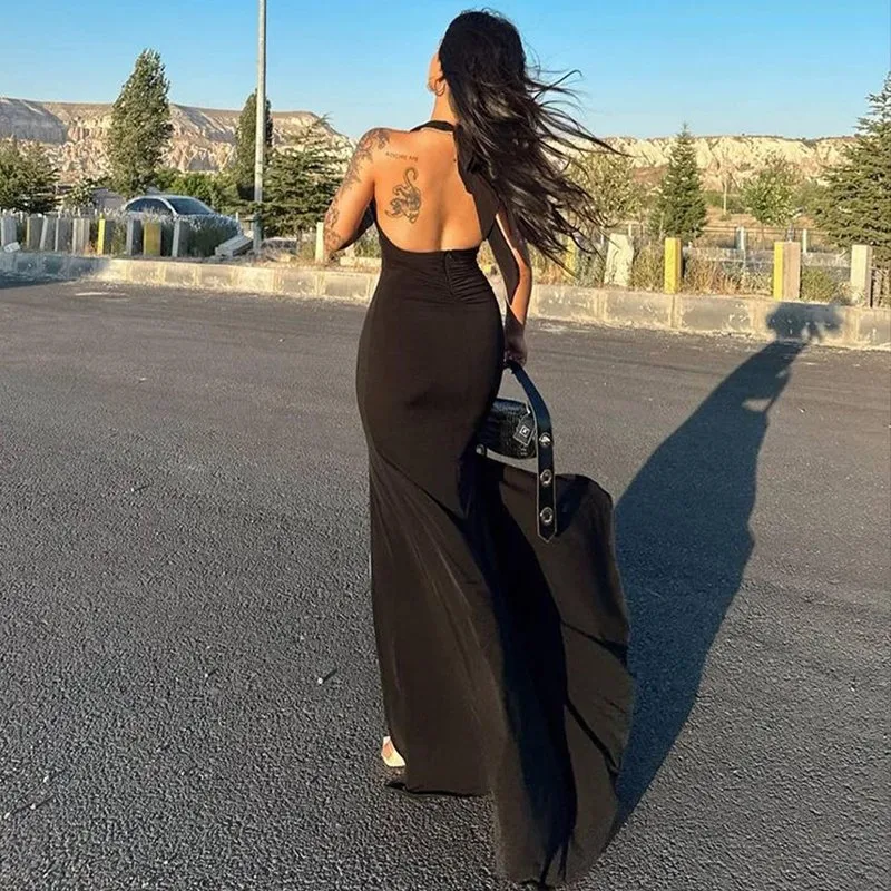 knee length dresses for ladies Short Sleeve Scoop Neck Maxi Dress main image 1