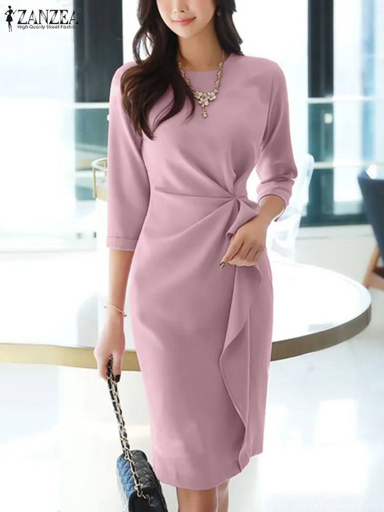 zanzea Summer Women Half Sleeved Party Sundress Hooded Collar Polyester  Mid-Calf Solid Dress from Dhgate Urban Sexy Dresses - price 29.93