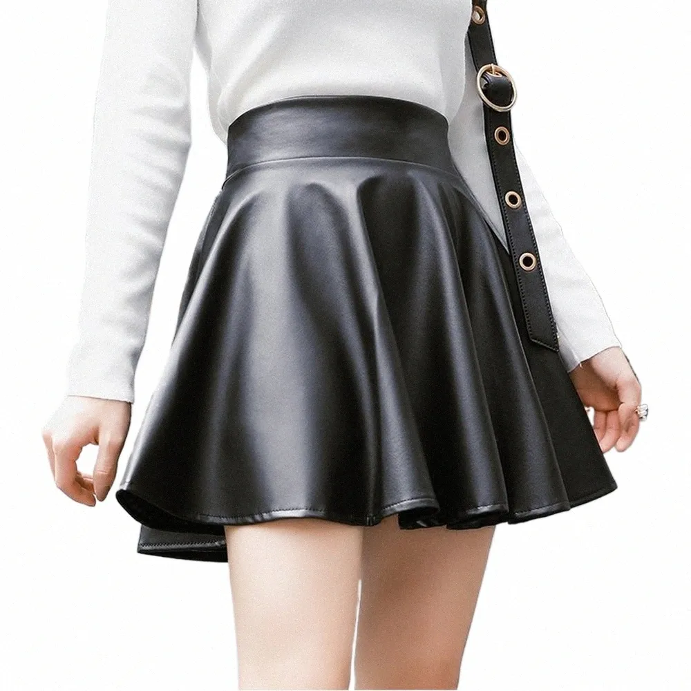 DHgate Faux Leather High Waisted Elastic Mini Skirt for Versatile Skater Work Nightclub Styles Apparel