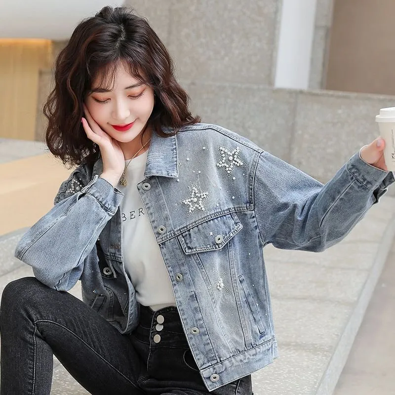 Diamante denim jacket new arrivals