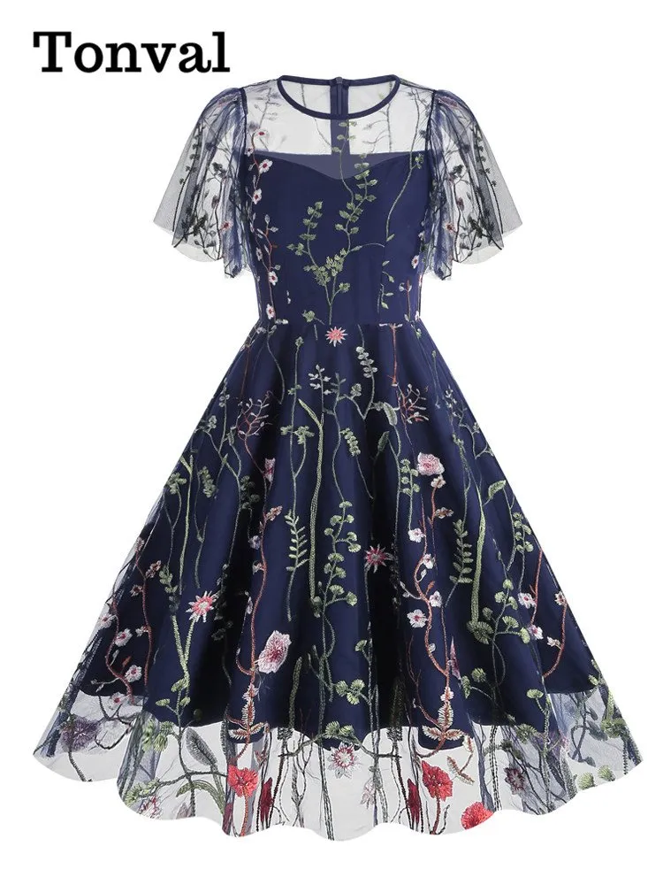 floral mesh embroidered dress Olive Floral Embroidered Mesh Overlay Maternity Midi Dress main image 0