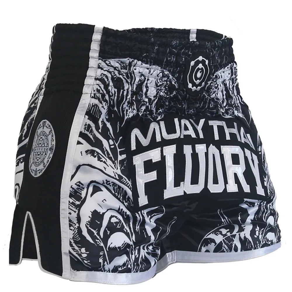FLUORY Muay Thai Shorts – MMA Training Fight Shorts, 100% Polyester, Grappling Kickboxing Martial Arts Gear