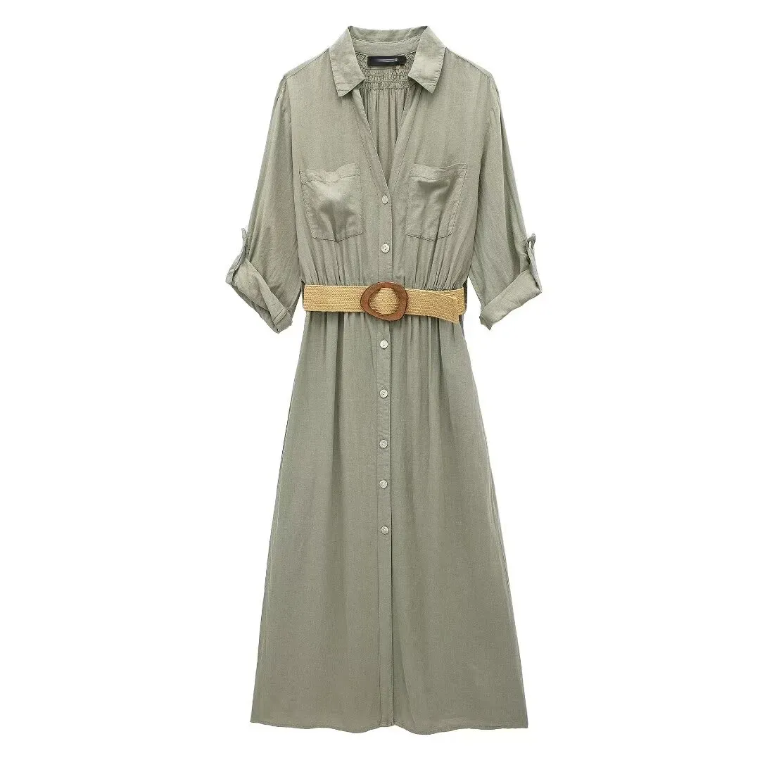 Pleated Open Shirt Dress（ワンピース）｜Her lip to（ハー