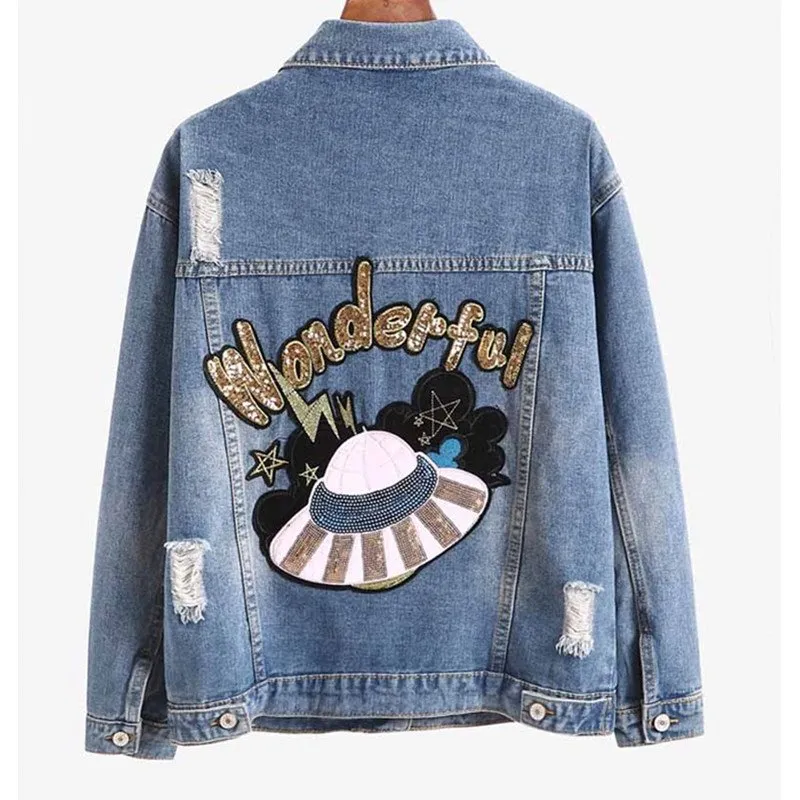 DHgate.com:Trendy Denim Jacket with Distinctive Hole Print DHgate.com:Trendy Denim Jacket with Distinctive Hole Print