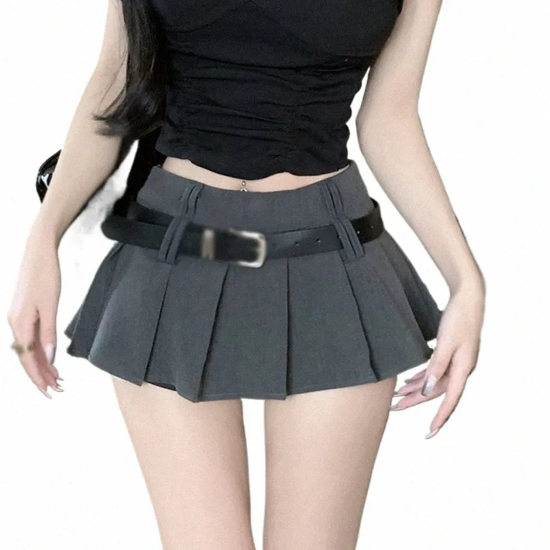 High Waist Pleated A-line Mini Skirt Solid Color Sexy Girl Style