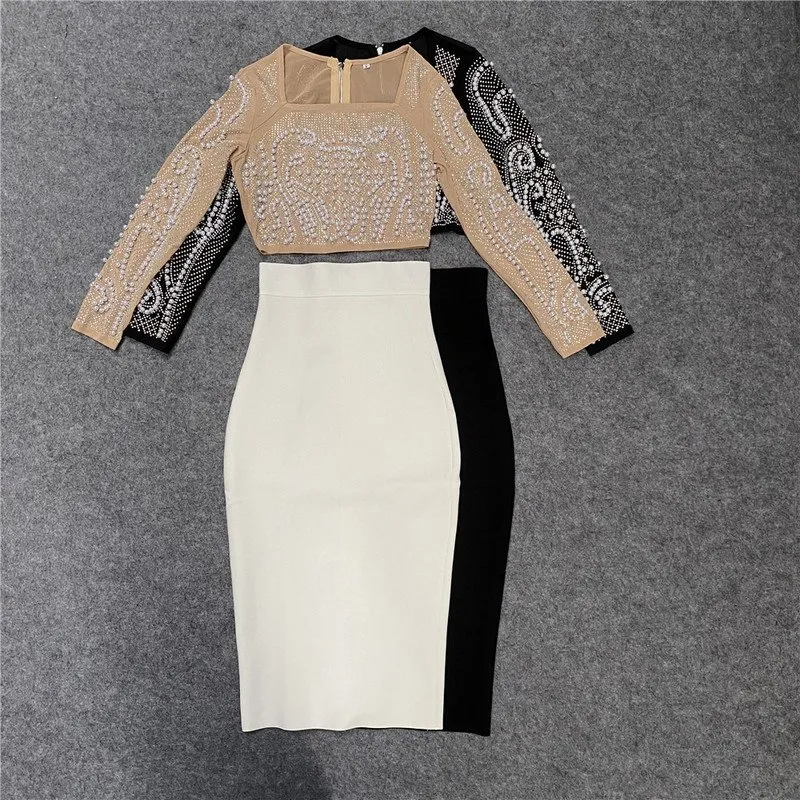 Khaki bandage pencil skirt hot sale