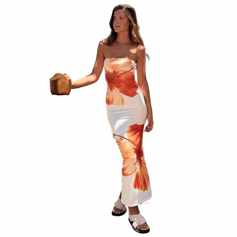 sachin and babi light blue dress Casual tube dress women's off-shoulder slim fit floor-length printed beach  vacation dress from Dhgate Basic & Casual Dresses