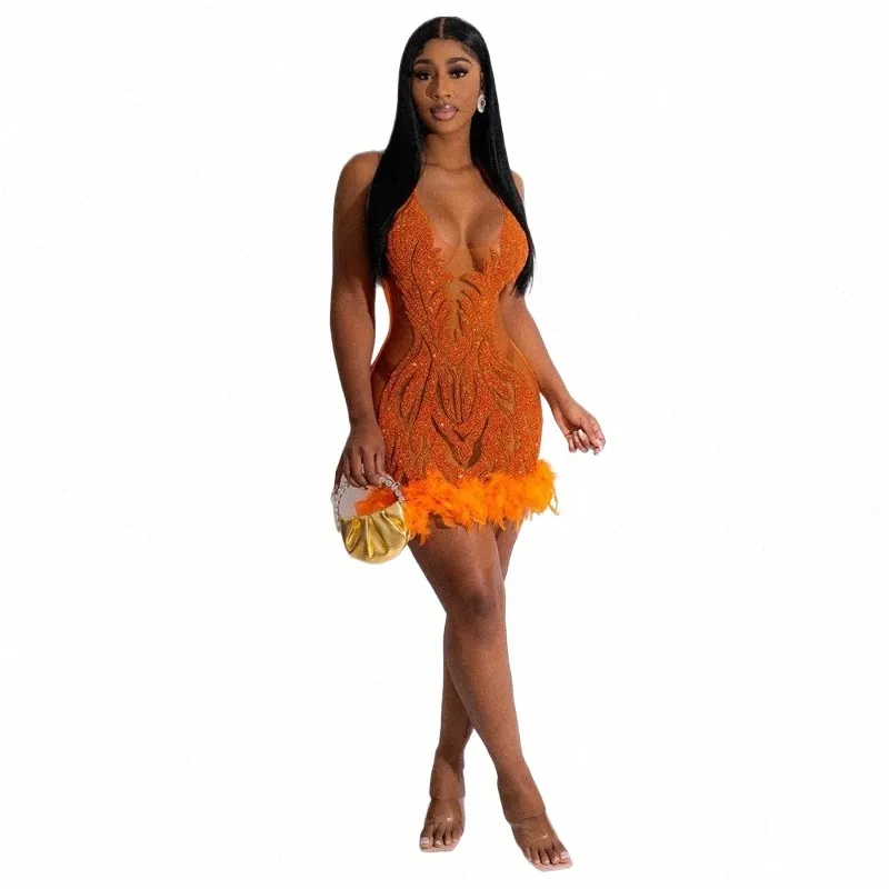 Sequin Feathers Mesh Halter Mini Dress Polyester Floor-Length Hooded Collar  Short Sleeve Empire Waist from Dhgate Urban Sexy Dresses - price 33.39