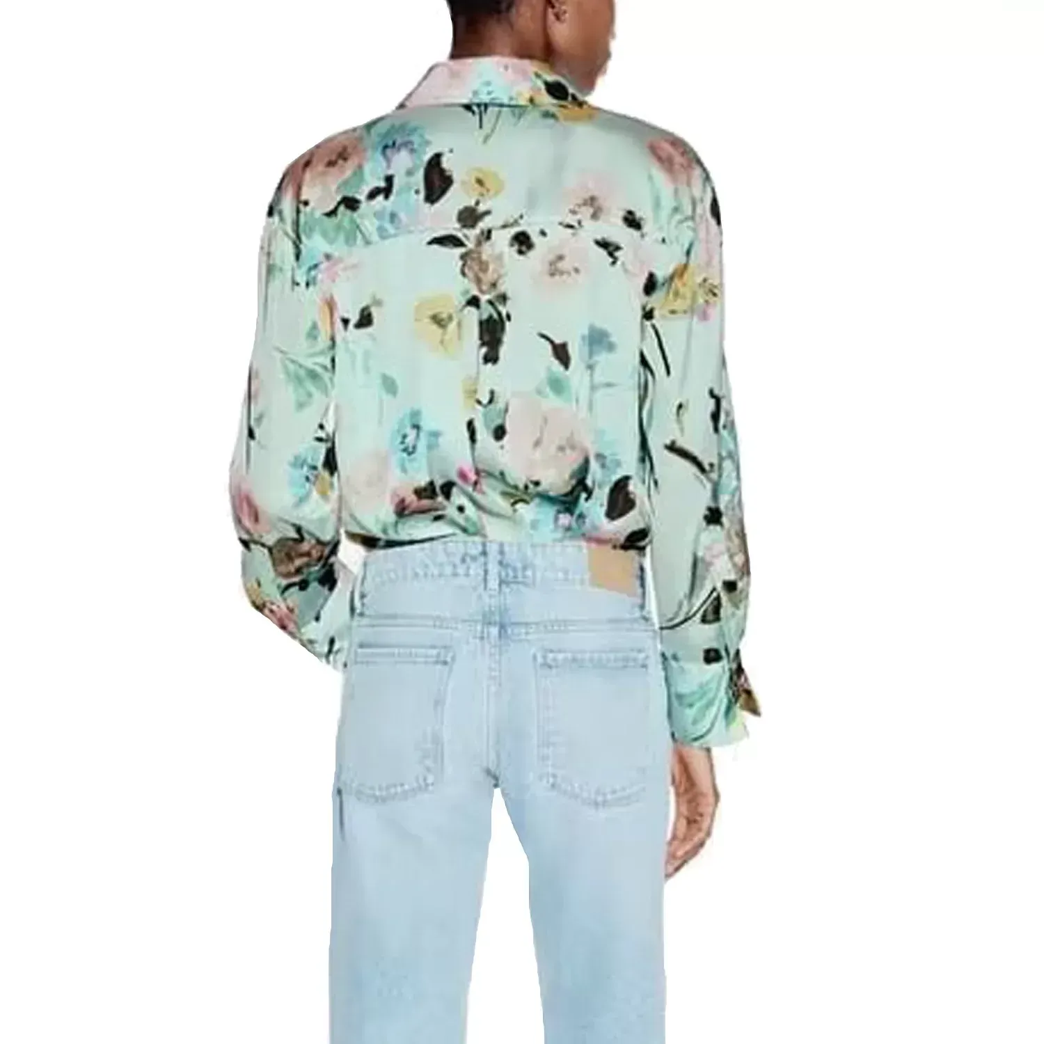 Printed silk shirt in beige and blue | GUCCI® US