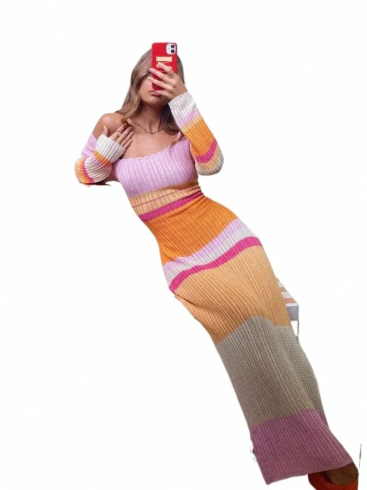 Y2K Knit Long Sleeve Bodycon Dress for Women Contrast Color Summer Fall  Casual from Dhgate Basic & Casual Dresses - price 24.37