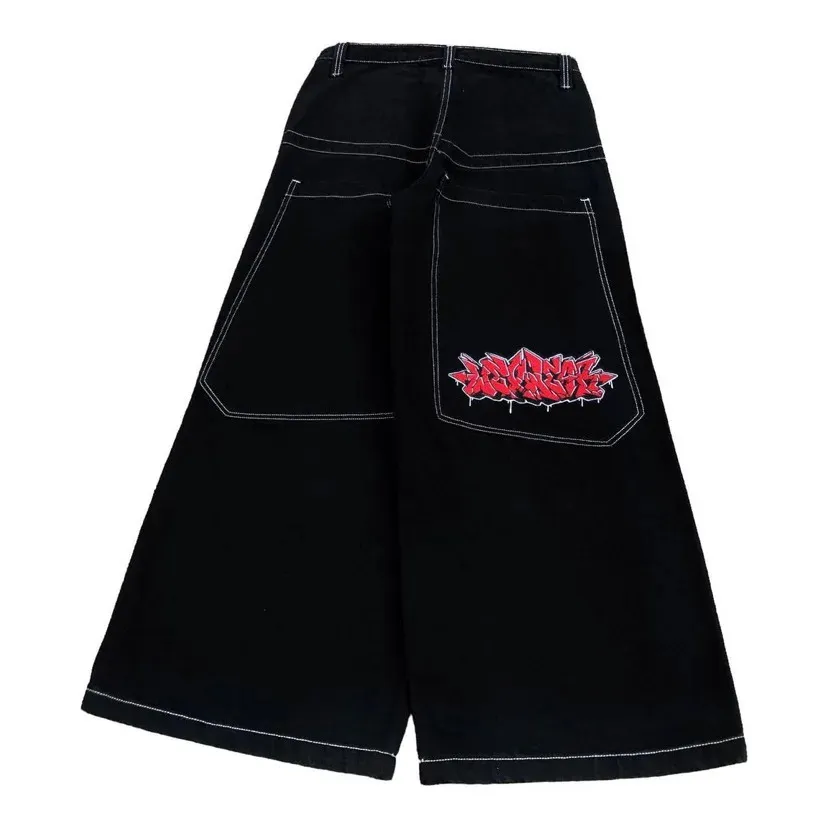 【希少】JNCO JEANS BLACK BAGGY NWT JNCO Vintage 90s Y2K Baggy Black Denim Jeans SPELLOUT