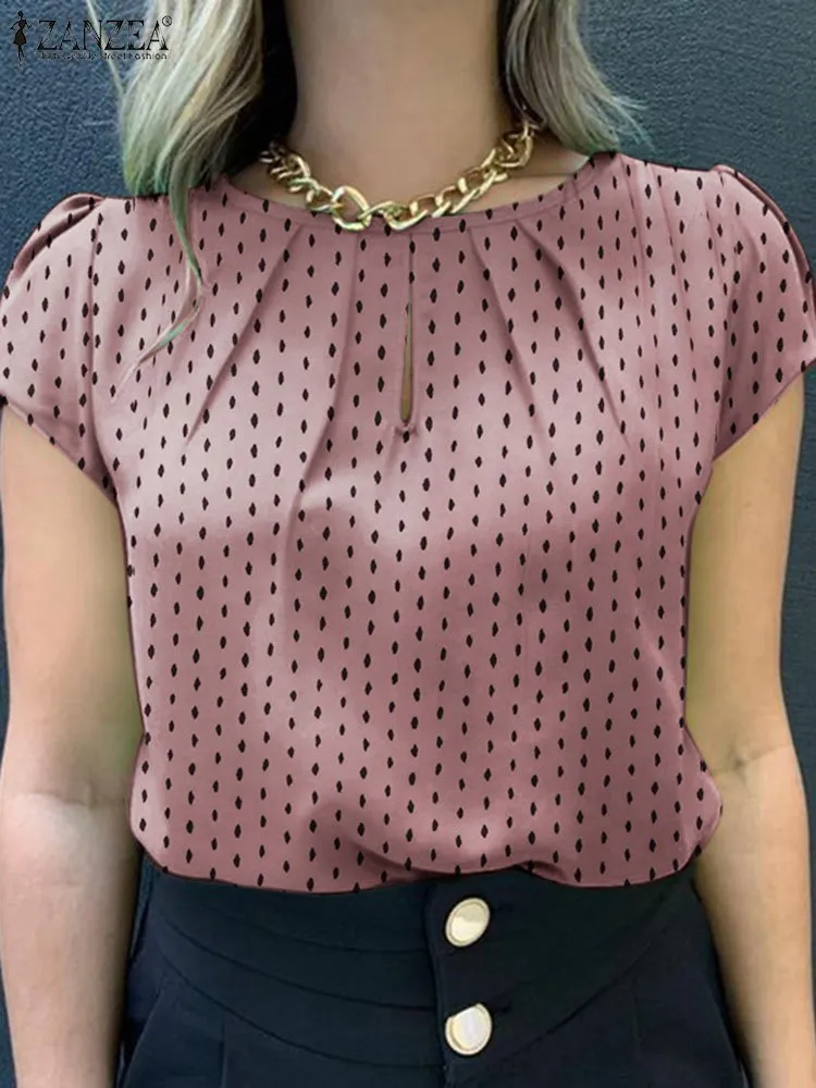 Printed Polka Dot Long Irregular Joker Top Shirt Printed Polka Dot Long Irregular Joker Top Shirt