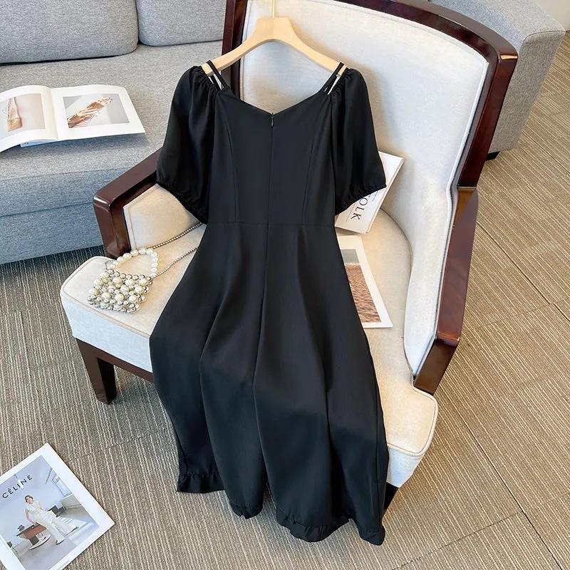 Plus-size women's summer casual ankle-length A-line dress with hooded  collar and empire waist in black polyester fabric from Dhgate Urban Sexy  Dresses - price 27.43