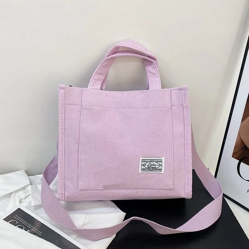 Aesthetic Corduroy Tote Bag - Womens Crossbody Purse, Mini