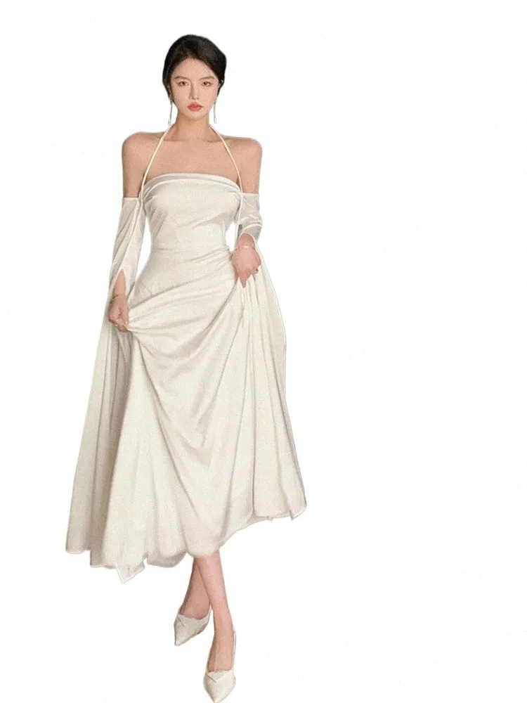 chinese dress ladies Bridal Ivory Silky Boat Neck Maxi Mylo Dress – SABO