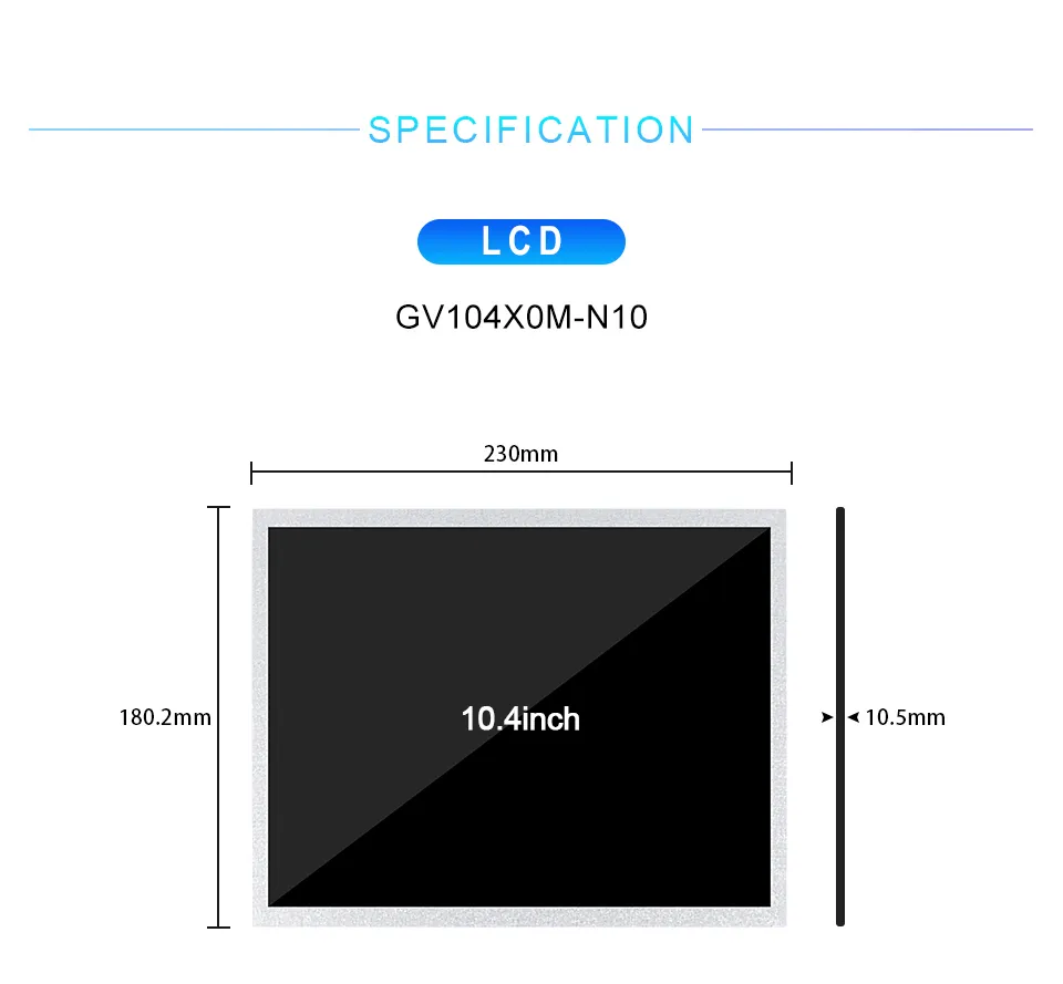 LCD Module 10.4 Inch VGA Board GV104X0M-N10 1024x768 IPS Brightness 450 ...