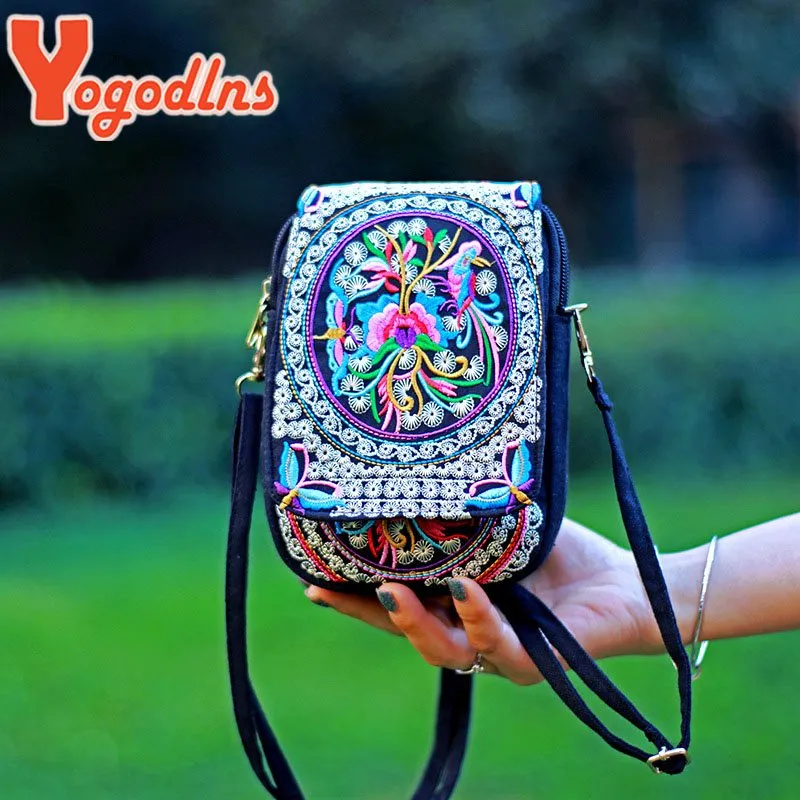 DHgate Vintage Floral Crossbody Bag Unique Embroidered Mobile Pouch for Women Bags Luggage Accessories