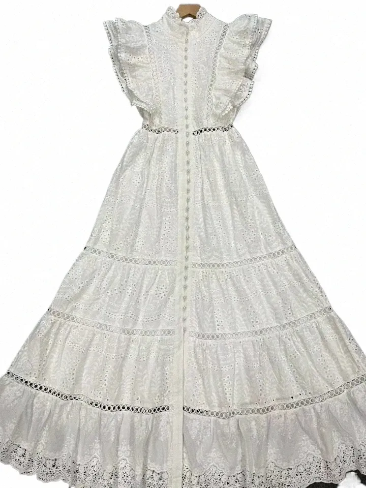 White Cotton Large Dress Summer Banquet Flying Sleeve Single Breasted  Embroidery Hollow Out Evening Prom from Dhgate Urban Sexy Dresses - price  91.66