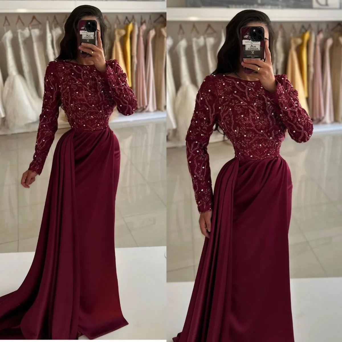 white long sleeve formal dress Long Sleeves White Lace A-Line Scoop Neck Short Homecoming Dresses, MH396