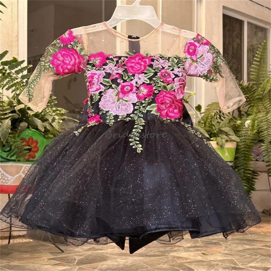 Mexican Dresses for Women: Embroidered Flower Girl Dress, Short Sleeve  Party Dress, Elegant Kids Pageant Dress, Birthday Celebration Outfit