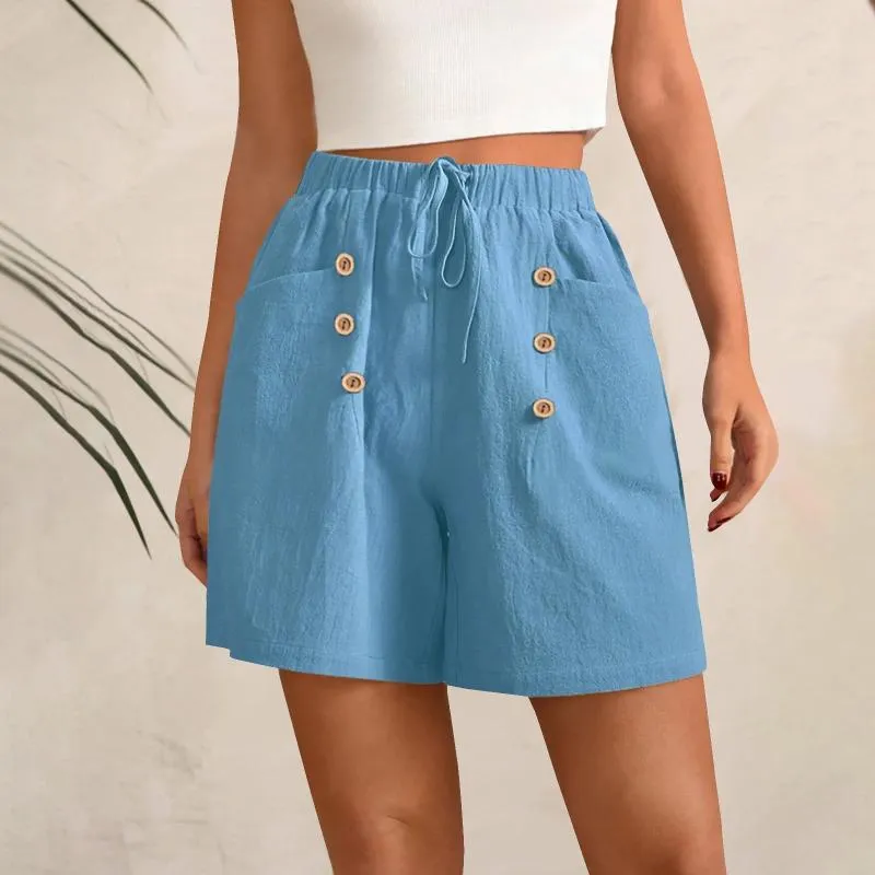 Short D'Été Élégant Ample Femme – Bermuda Vacances Taille Haute à Volants, Short Plage Extensible Double Couche, Tendance Boho Chic