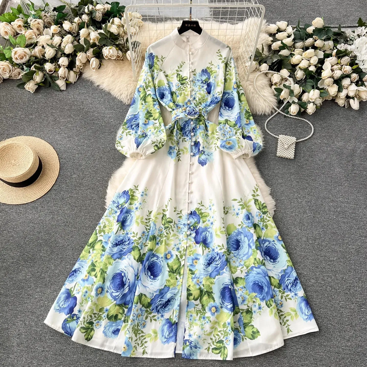 Bohemian Floral Floral maxi dress with Lantern Sleeves and Belt for Women - Elegant and Gorgeous Spring Linen Vestidos (6235 240617) Bohemian Floral Floral maxi dress with Lantern Sleeves and Belt for Women - Elegant and Gorgeous Spring Linen Vestidos (6235 240617)